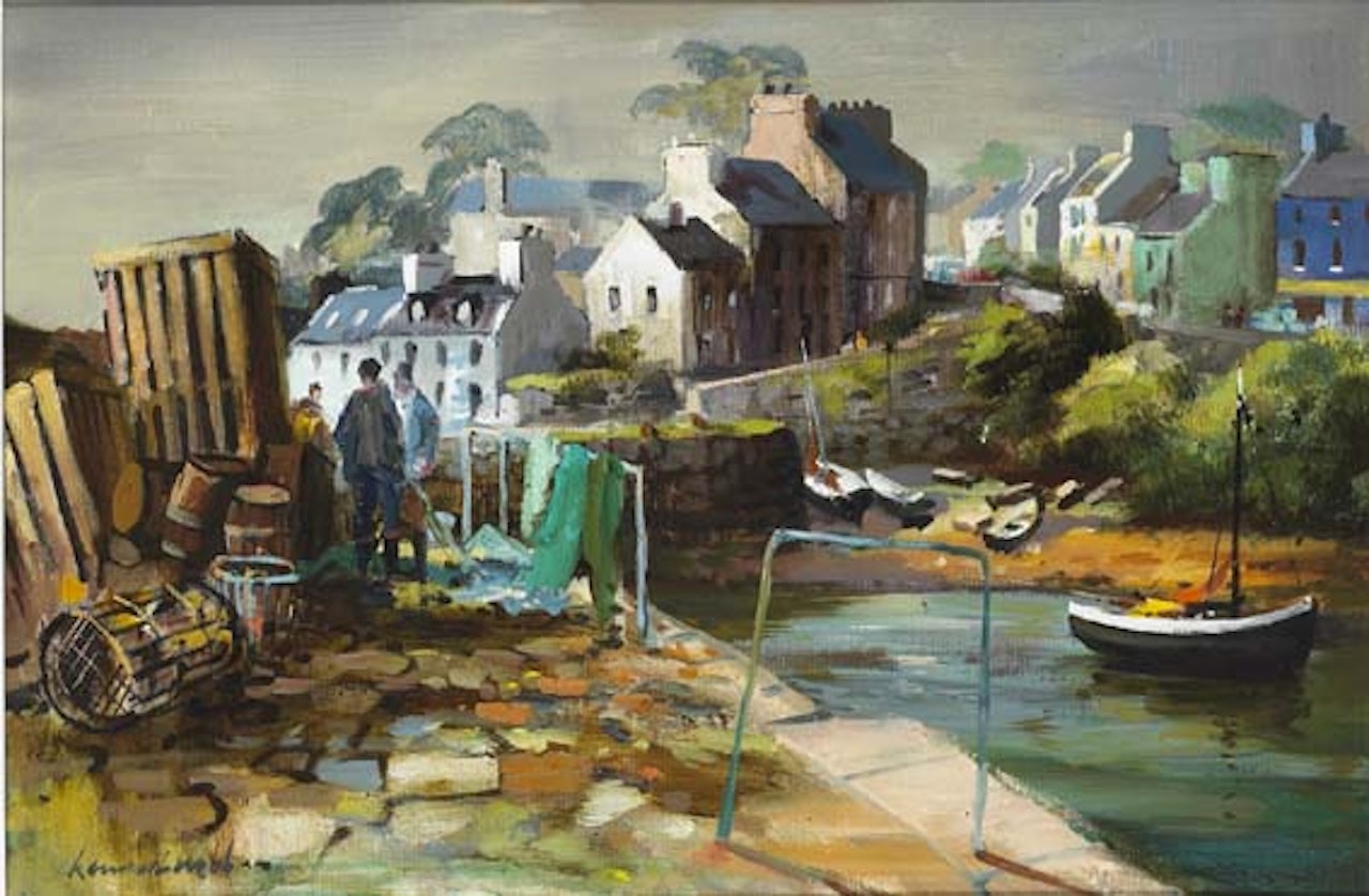 MENDING NETS, ROUNDSTONE by Kenneth Webb