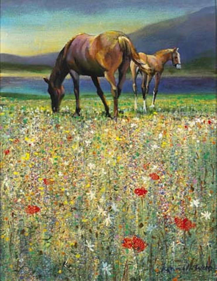 MARE AND FOAL IN PASTURE by Kenneth Webb