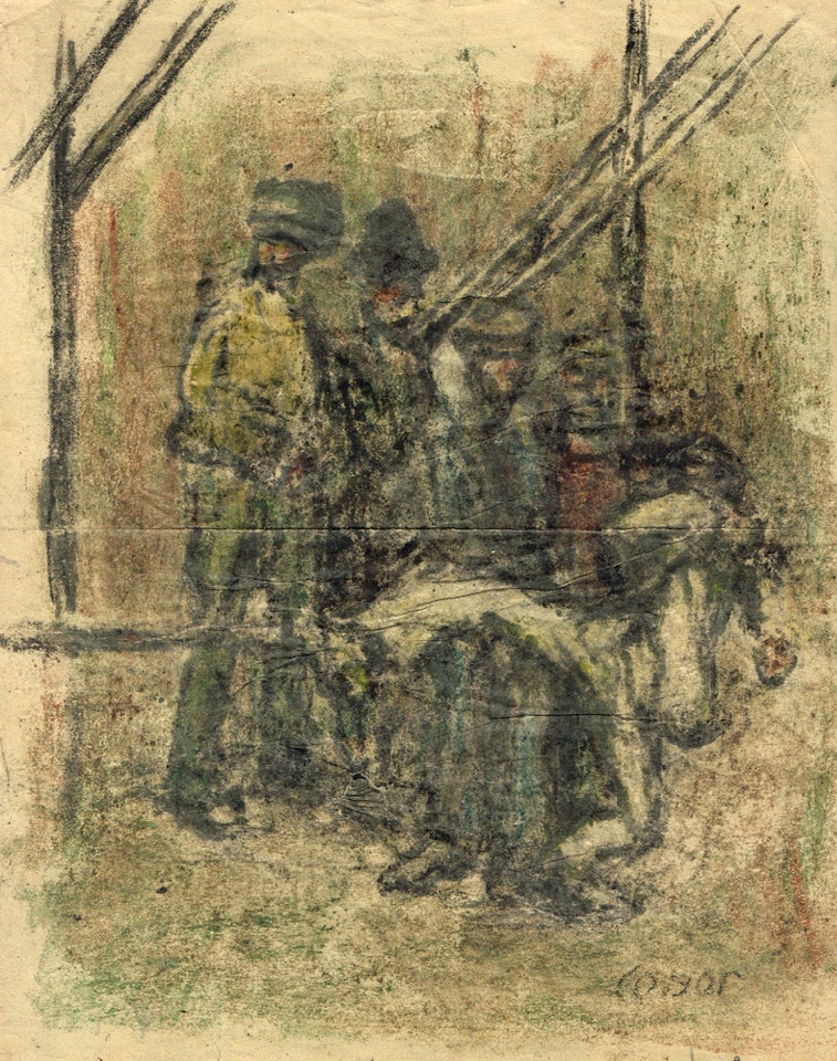 GROUP OF MEN ROAD BOWLING by William Conor