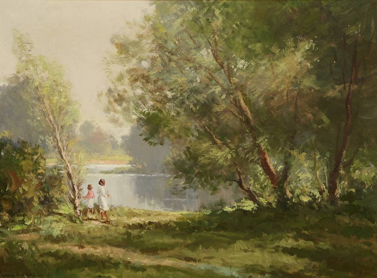 PASTORAL [CHILDREN ON THE RIVER LAGAN, COUNTY ANTRIM] by Maurice Canning Wilks