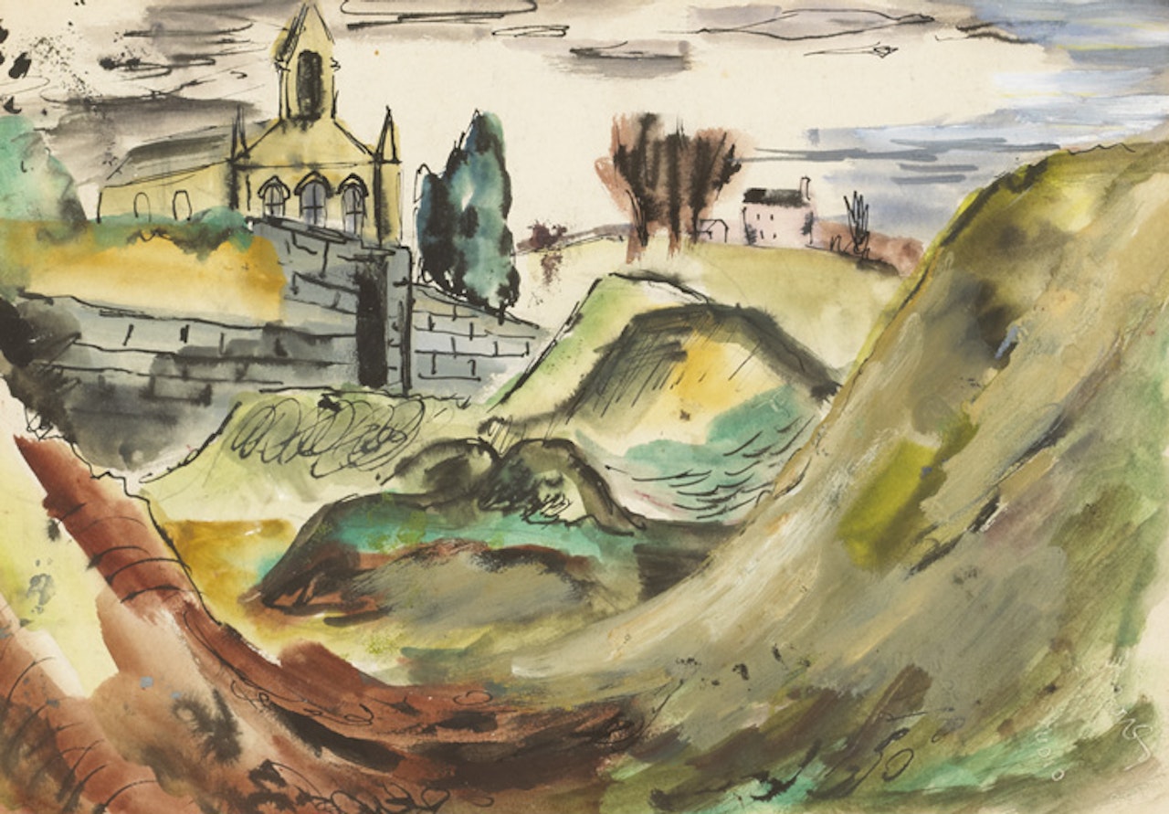 ROLLING HILLS BELOW THE TOWN by Norah McGuinness