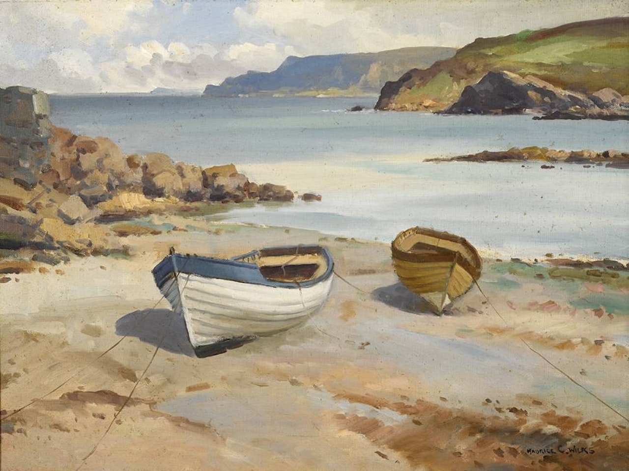 LOW TIDE, ROCKPORT, CUSHENDUN, COUNTY ANTRIM by Maurice Canning Wilks