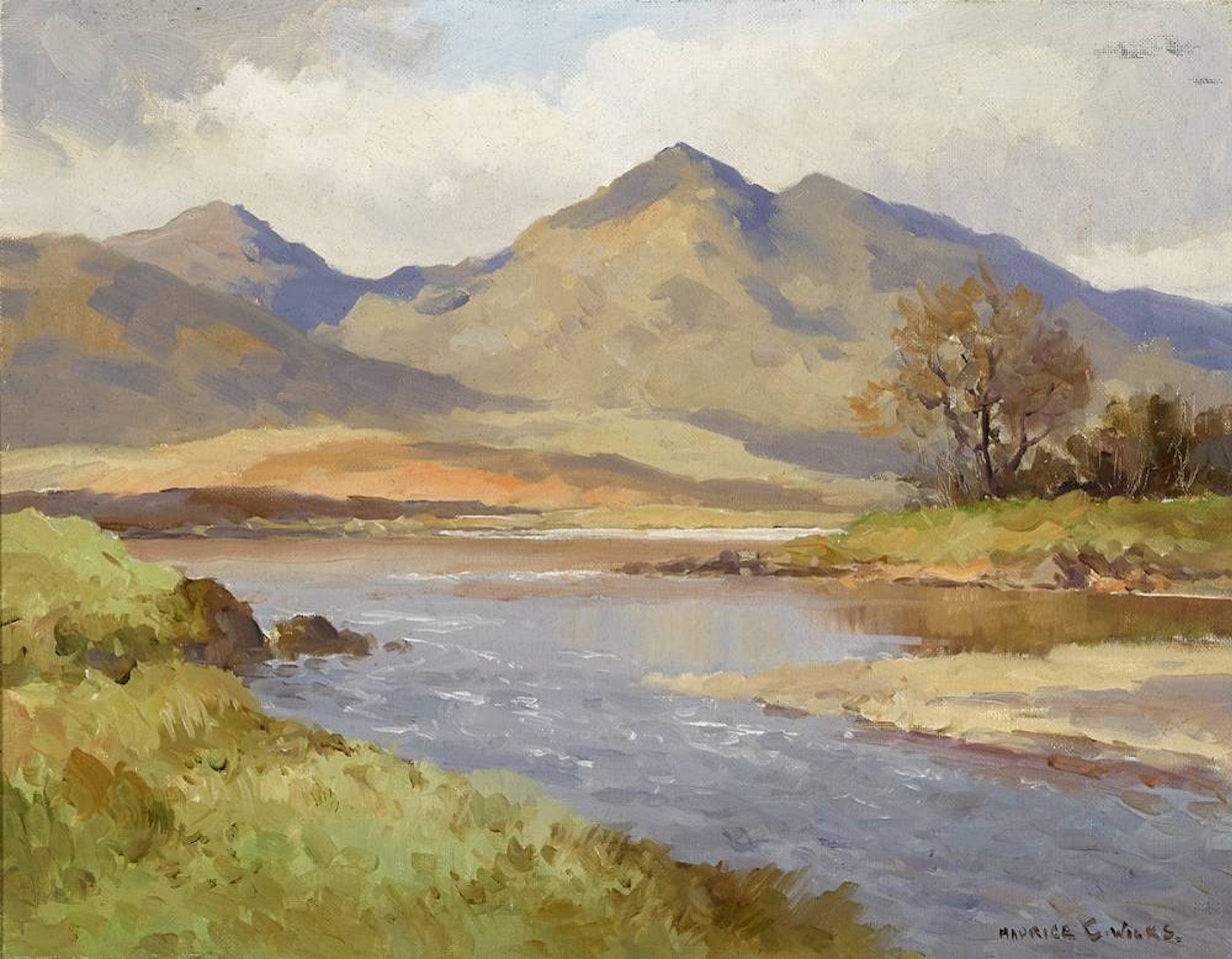 AT BALLYNAHINCH, CONNEMARA, COUNTY GALWAY by Maurice Canning Wilks
