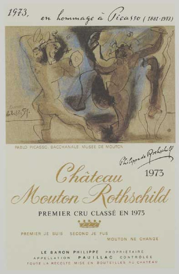 EN HOMMAGE A PICASSO - CHATEAU MOUTON ROTHSCHILD, WINE LABEL by Pablo Picasso