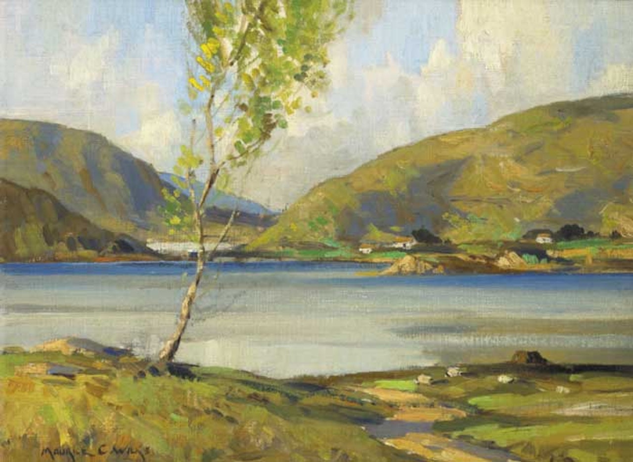 LANDSCAPE WITH TREE AND COTTAGES BEYOND by Maurice Canning Wilks