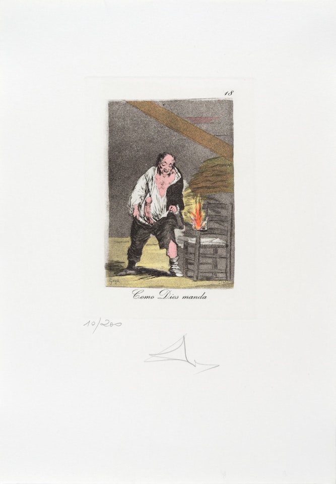 Como Dios manda, from Les caprices de Goya; Y se le quema la casa, from Los Caprichos, by Francisco Goya (2 works) by Salvador Dali