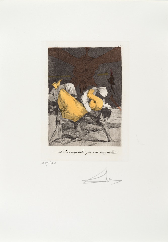 ...Al río creyendo que era mozuela, from Les caprices de Goya; Que se la llevaron!, from Los Caprichos, by Francisco Goya (2 works) by Salvador Dali