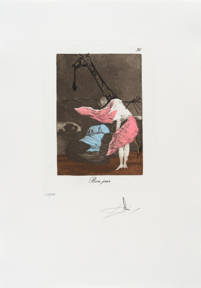 Bon jour, from Les caprices de Goya; Mala noche, from Los Caprichos, by Francisco Goya (2 works) (Field 77-3-46; Harris 71) by Salvador Dali
