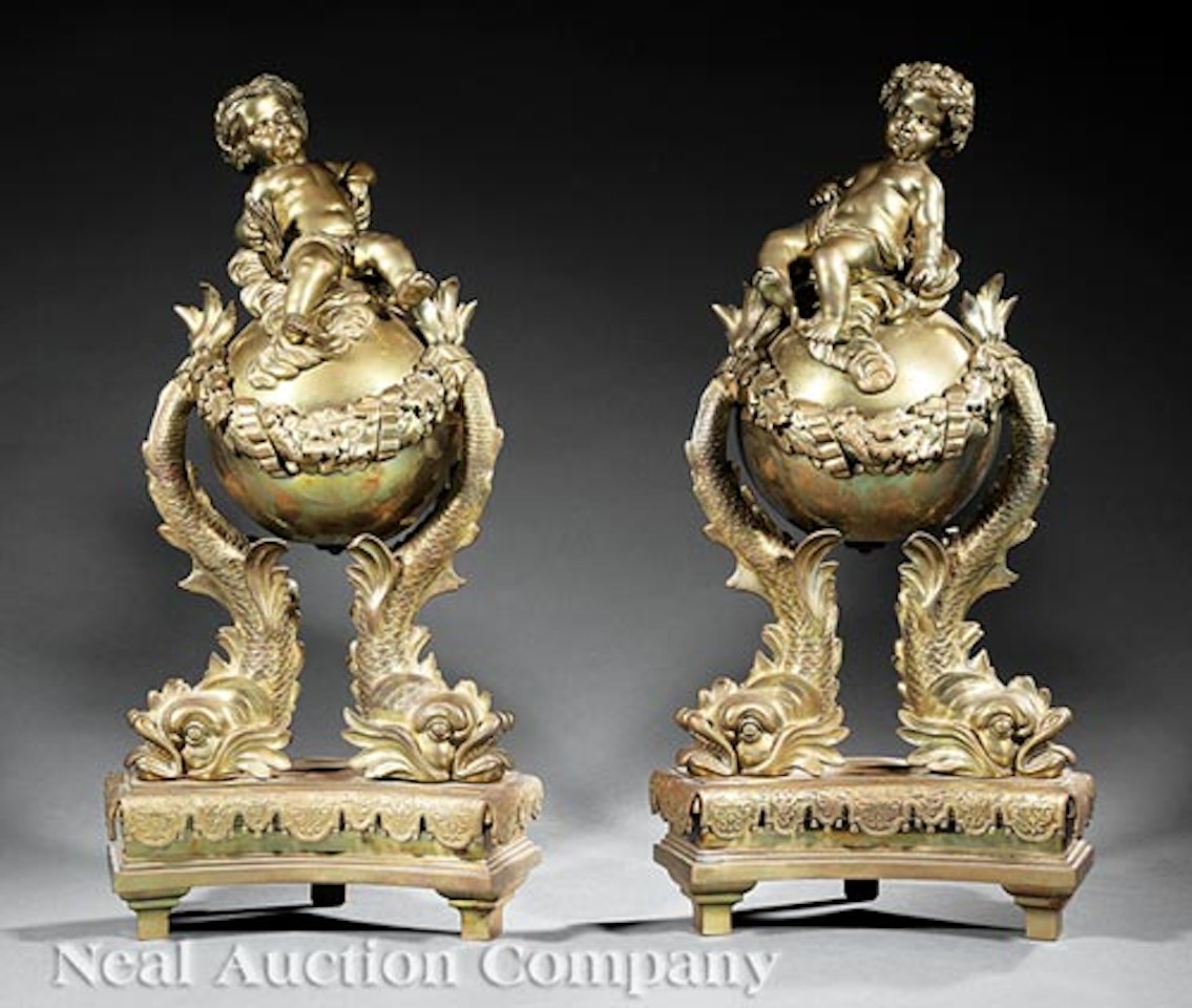 Pair of Baroque-Style Bronze Chenets by Unknown (Baroque style)