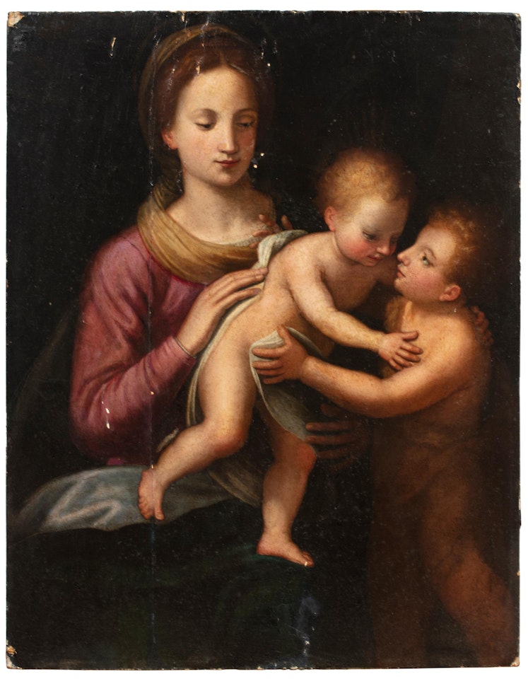 "Madonna, Christ Child and Infant St. John the Baptist" by Continental School