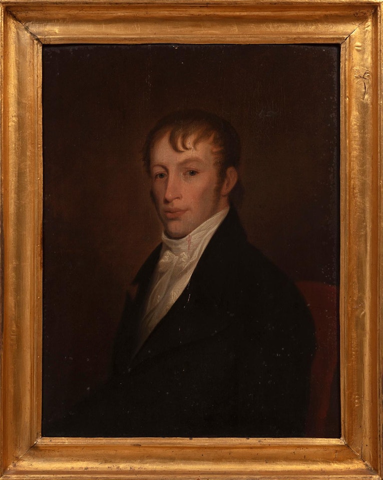 "Portrait of a Gentleman Seated on a Red Chair" by Continental School