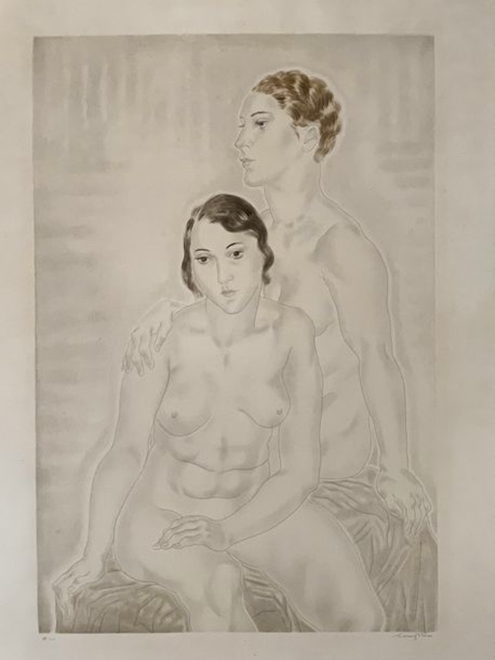 Two seated nudes by Leonard Tsuguharu Foujita