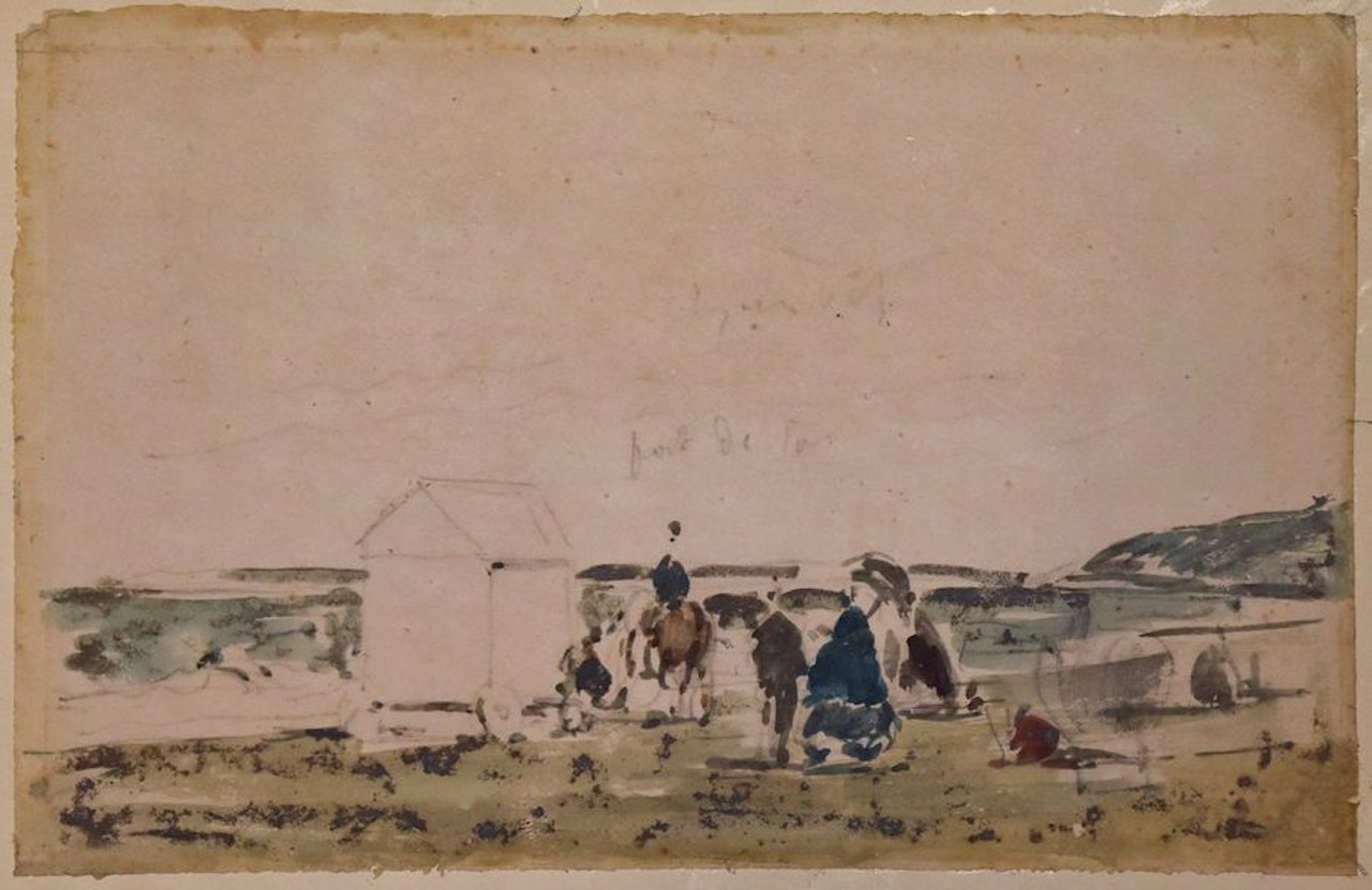 Beach at Trouville by Eugène Boudin