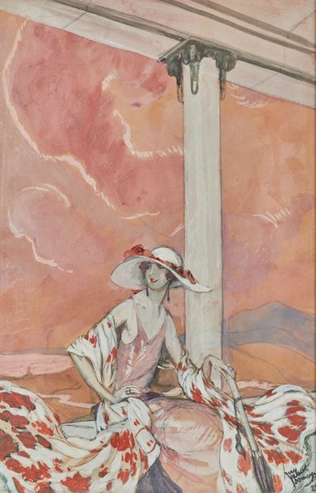 Elegant under a marquee by Jean Gabriel Domergue
