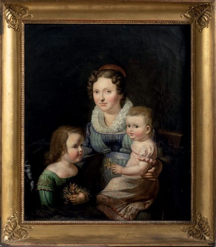 Mother and her children by French School