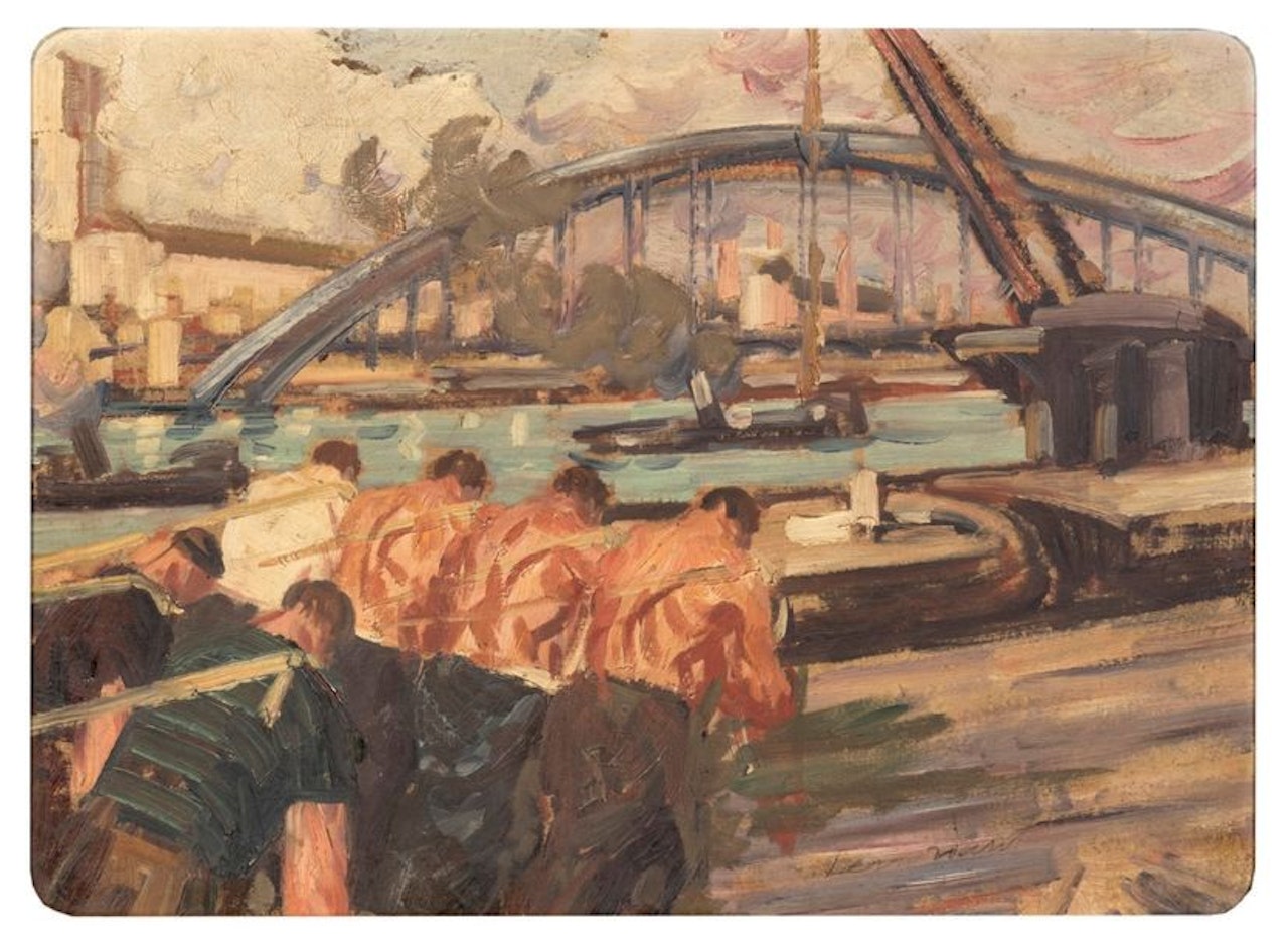 Men hauling a barge by Jean Julien Lemordant