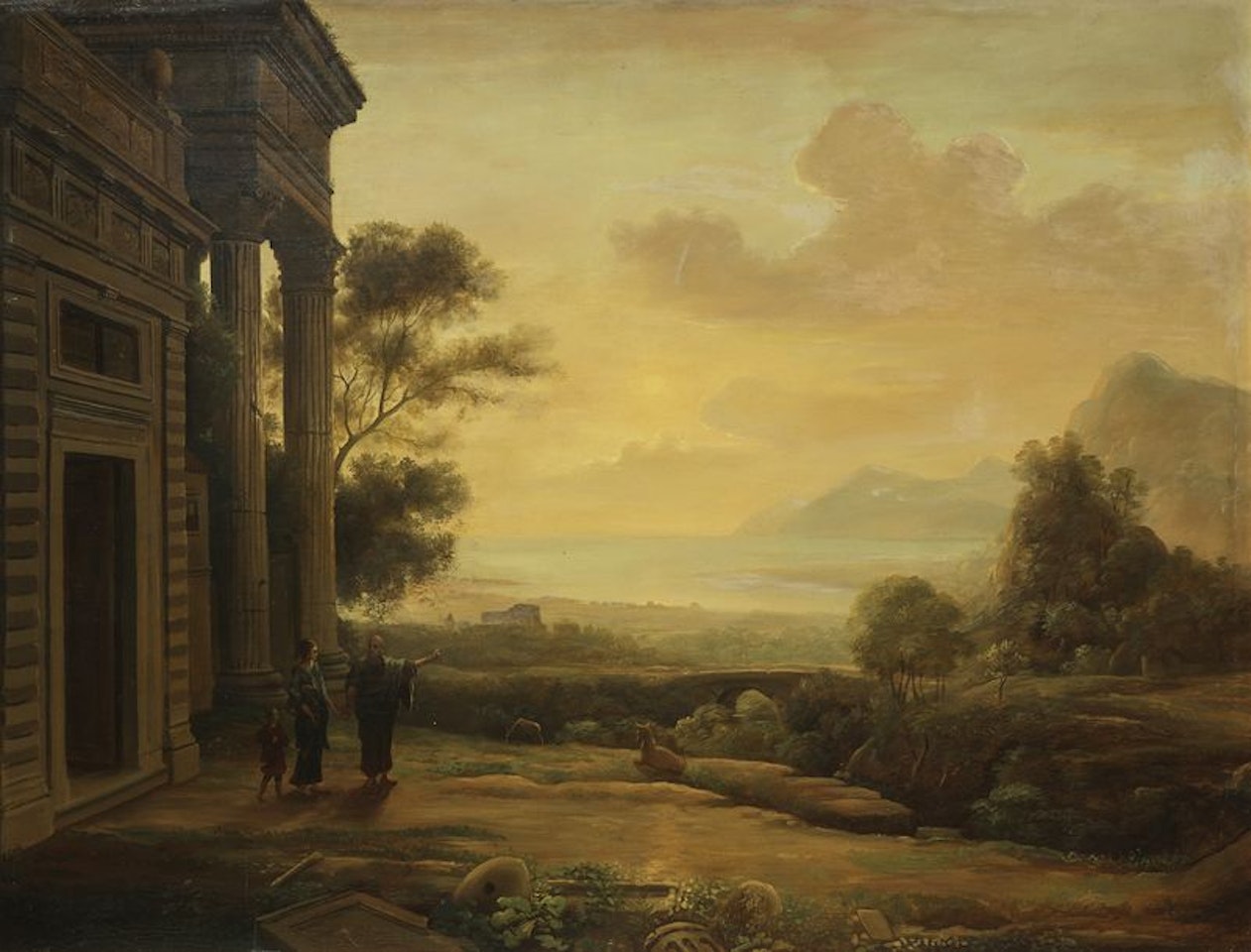 Landscape with Abraham chasing Hagar and Ishmael by French School