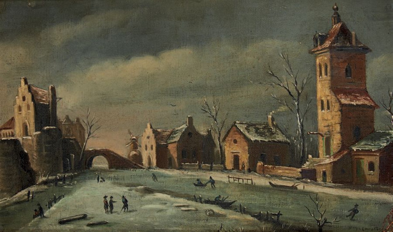 Lively village by Dutch School