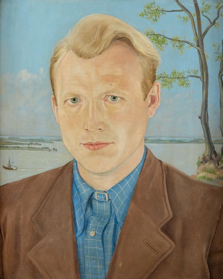 Portrait of a man in a landscape by German School