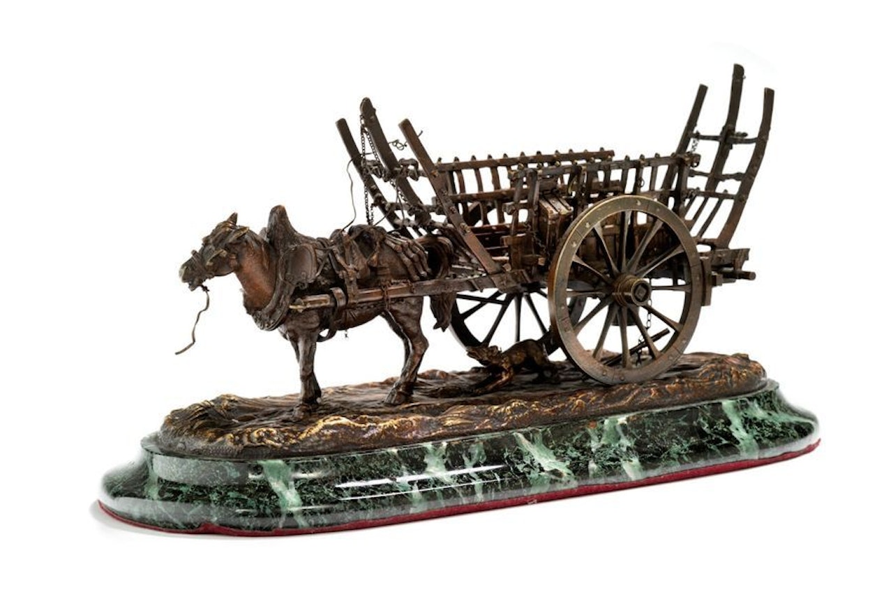 Harnessed horse by French School