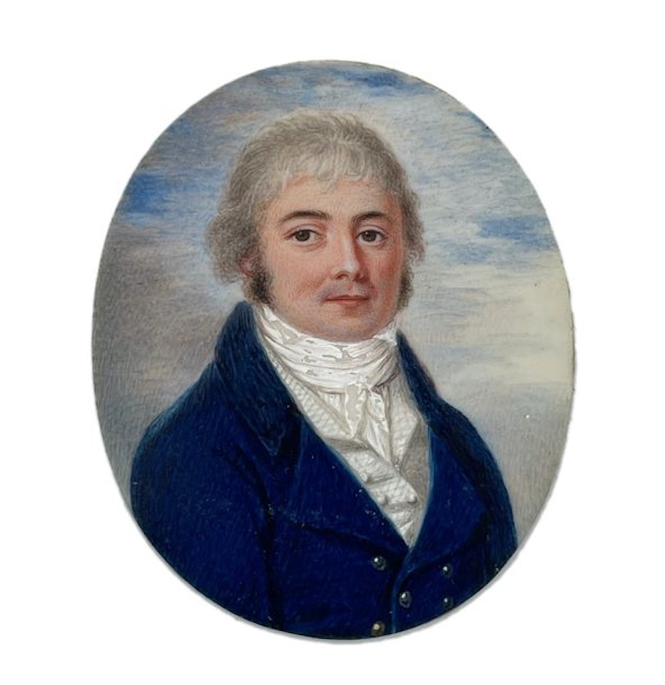 Portrait of a Man with a Blue Tie and Jacket and a White Crossed Waistcoat by French School
