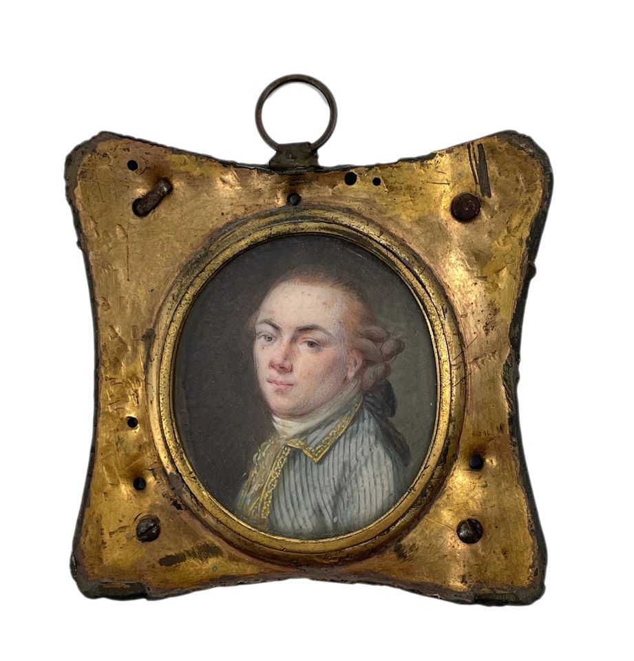 Gentleman with a white and blue striped waistcoat by French School