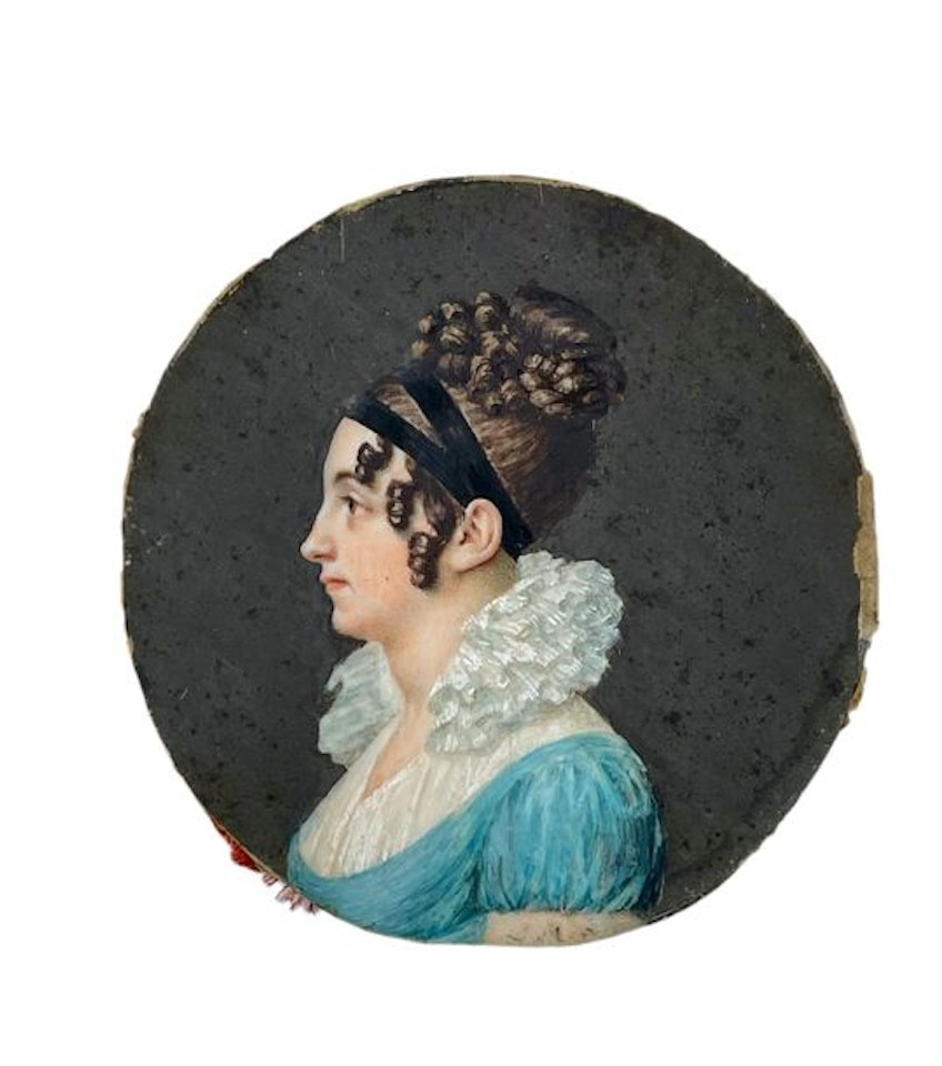 Portrait de profil d"élégante à la chérusque by French School