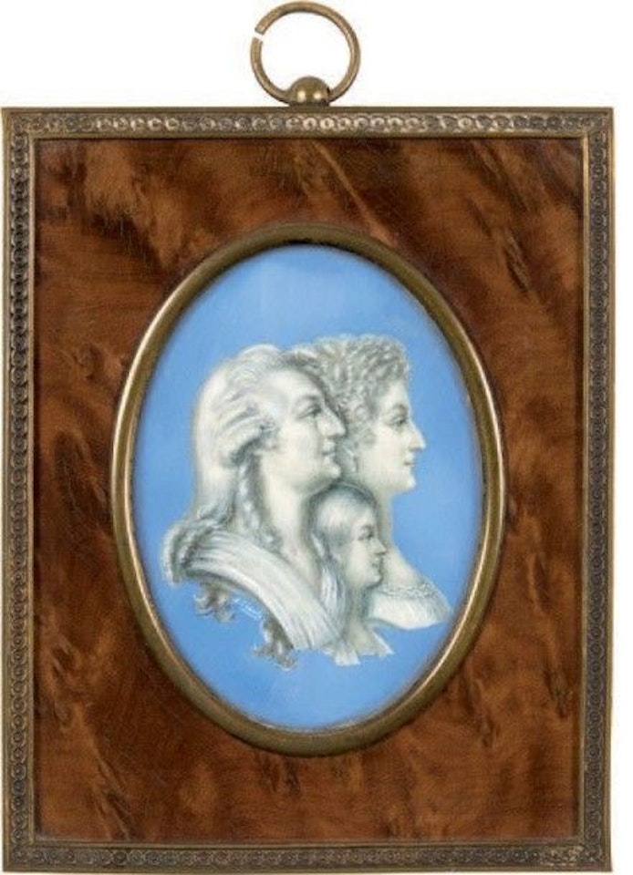 Profiles of Louis XVI, Marie-Antoinette and Louis XVII by French School