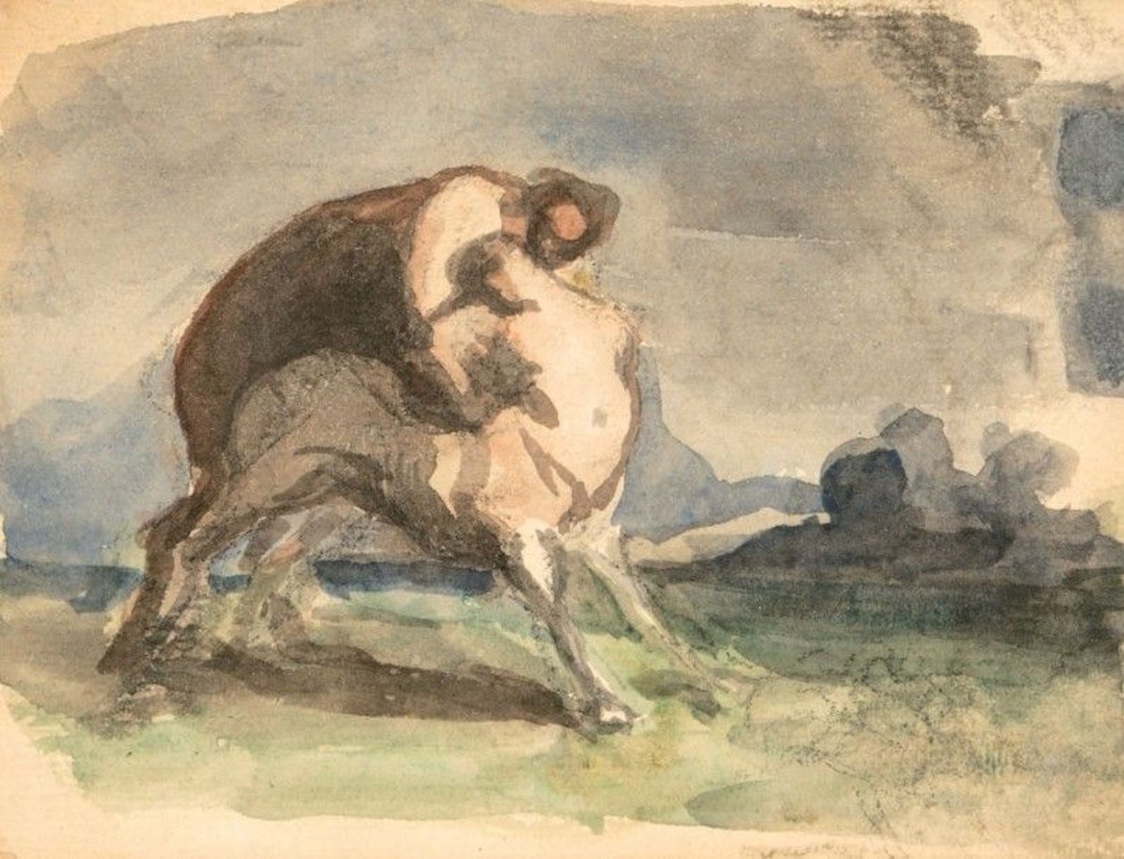 Recto: love of centaurs by Honoré Daumier