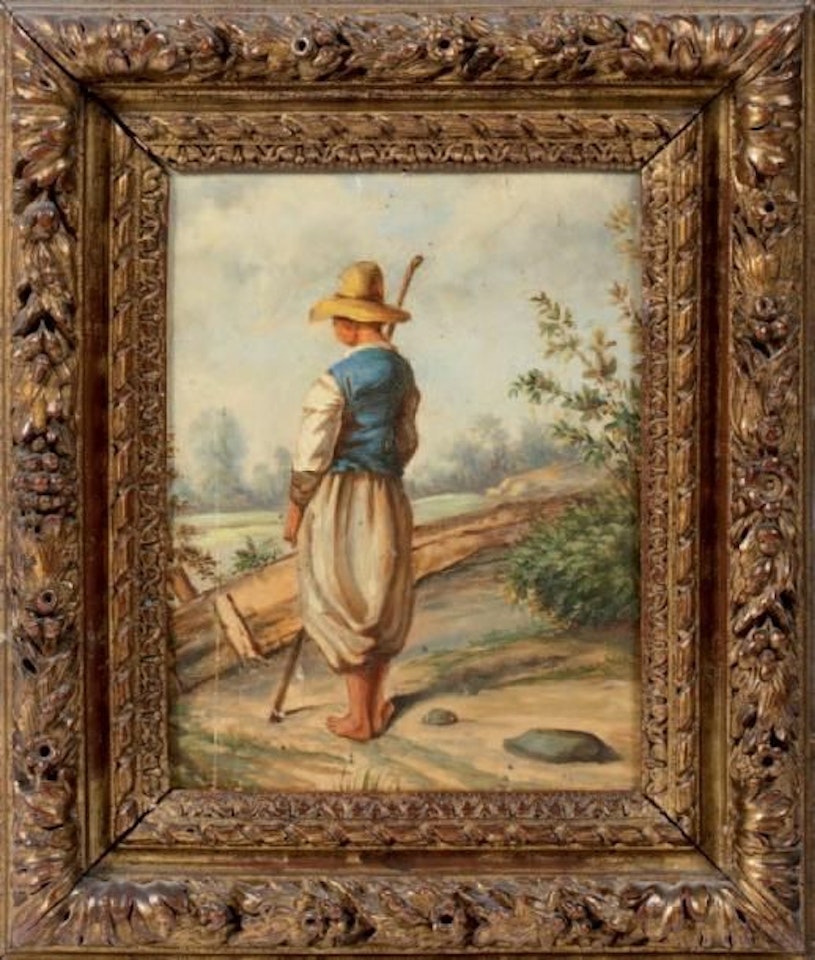 “Peasant seen from behind” by French School