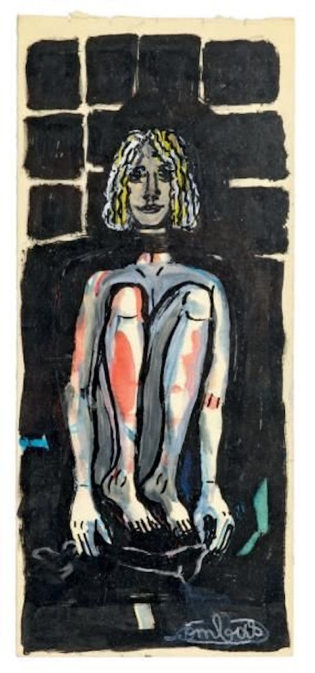 Crouching woman by Robert Combas