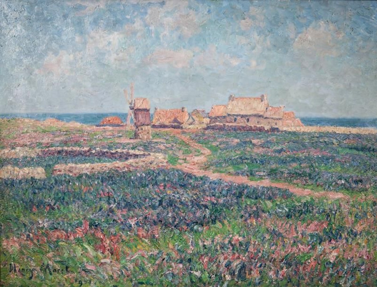 A village in Ouessant, Finistère by Henry Moret