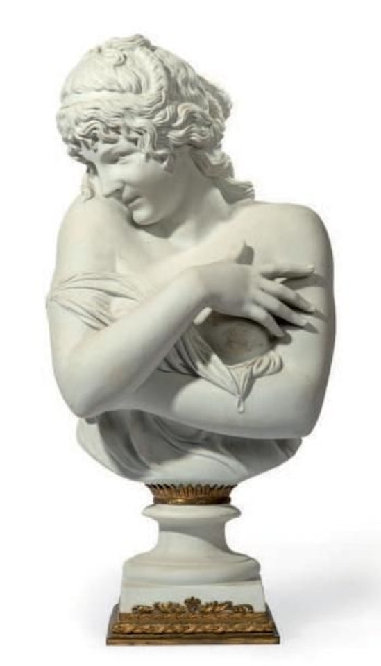 Bust portrait of a woman on a pedestal. by French School