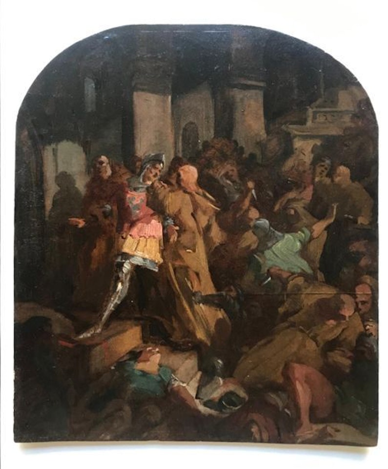 Le combat entre les moines du Mont Cassin et les Normands by French School