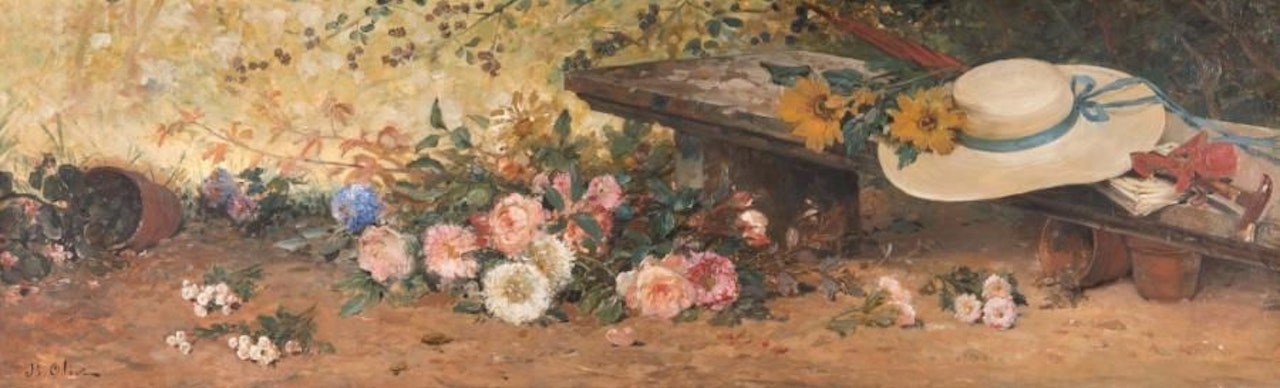 Still life with hat by Jean Baptiste Olive