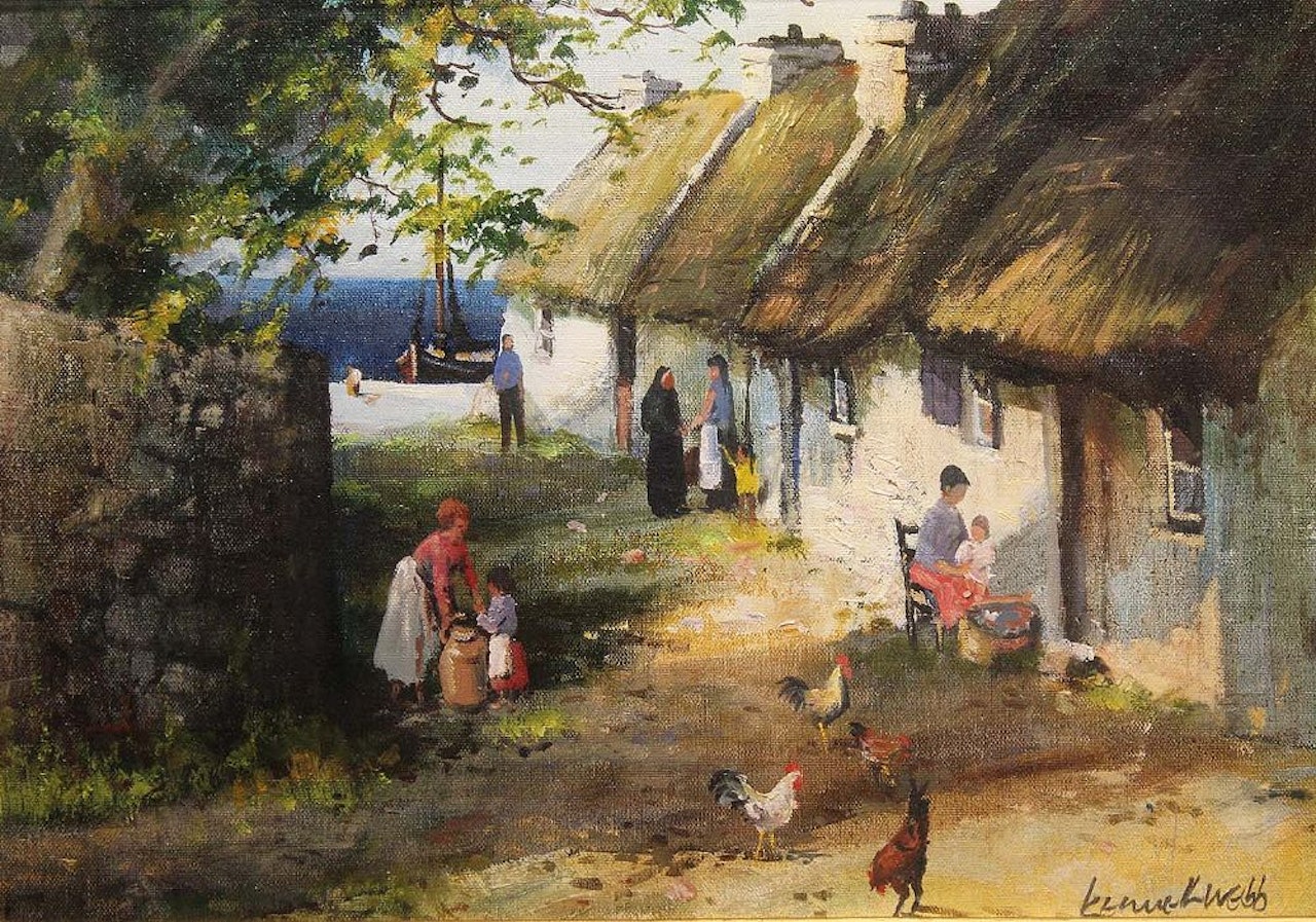 THATCHED COTTAGES BY THE SEA by Kenneth Webb