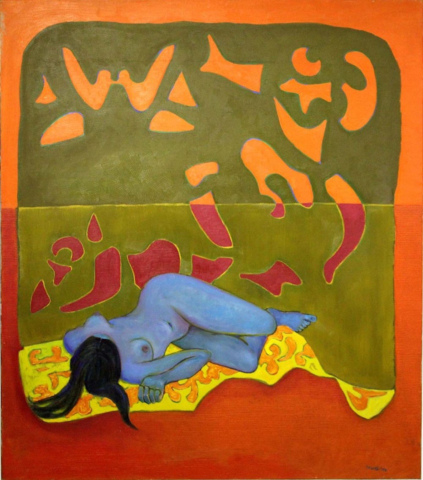 BLUE NUDE WITH DANCING PIERROT by Gerard Dillon
