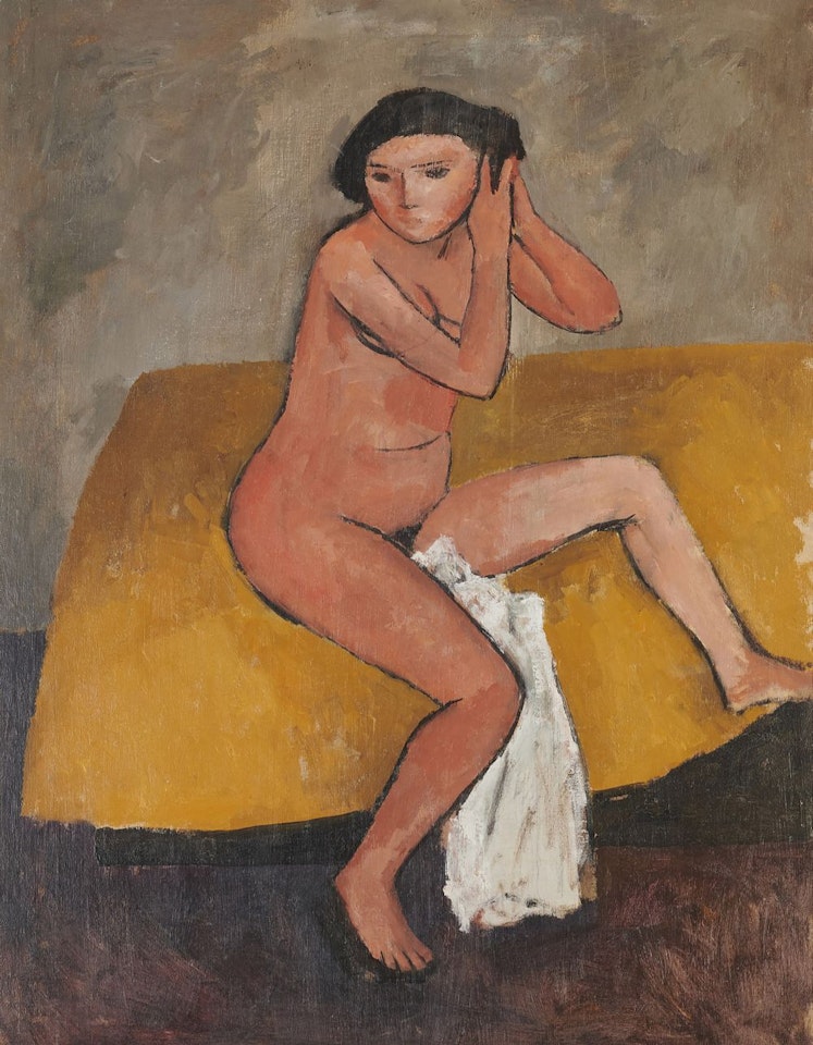 NUDE ON A YELLOW COUCH by William Scott