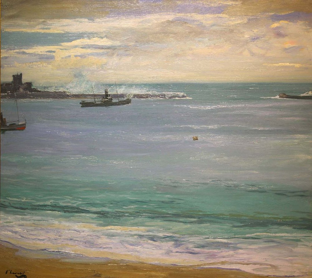 STEAMERS IN THE HARBOUR, ST JEAN DE LUZ by John Lavery