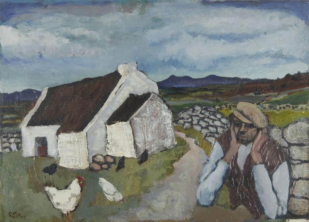 FARMER IN A CONNEMARA LANDSCAPE by Gerard Dillon