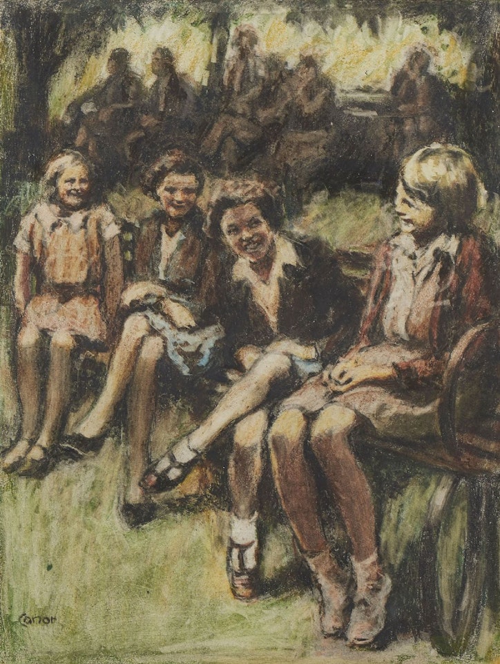 SCHOOLGIRLS IN THE BOTANIC GARDENS by William Conor