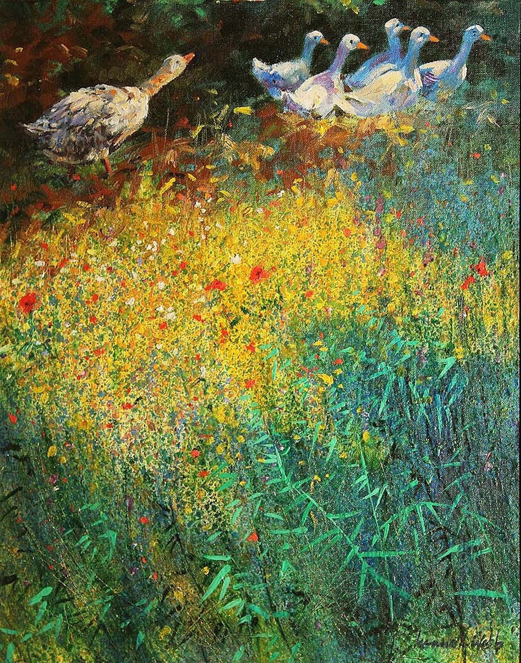 GEESE THROUGH THE MEADOW by Kenneth Webb