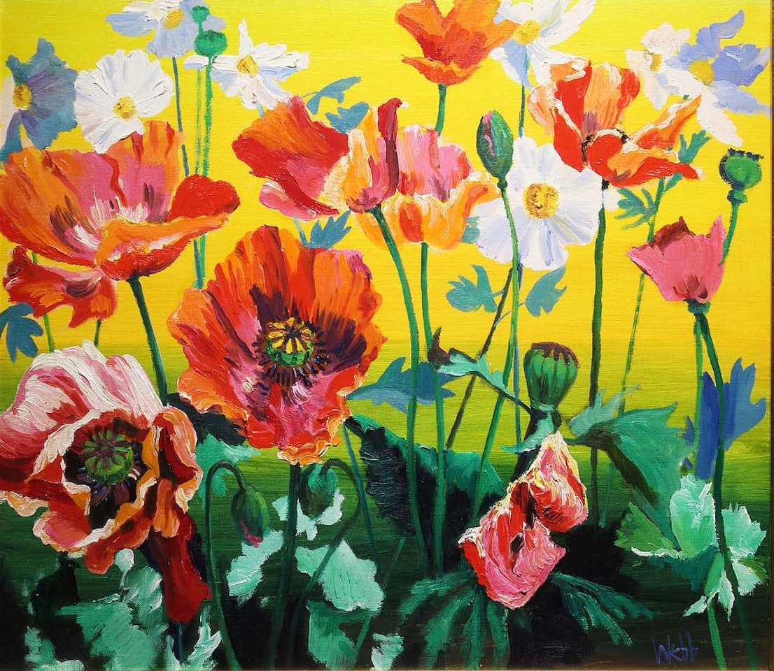RED AND WHITE POPPIES by Kenneth Webb