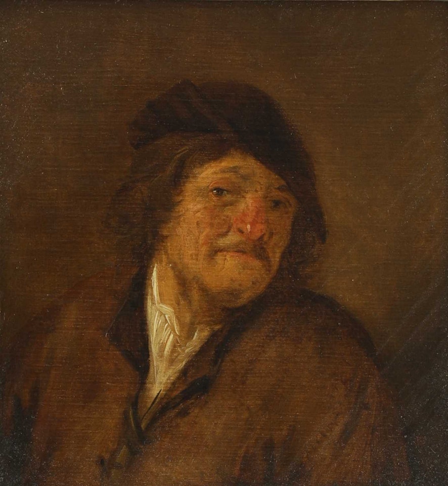 Study of a peasant in a brown coat and cap by Adriaen van Ostade