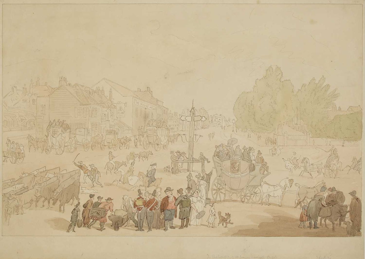 "Elephant and Castle and Joanna Southcott Chapel" by Thomas Rowlandson