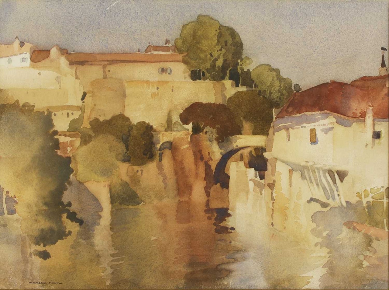 A riverside town in France by William Russell Flint