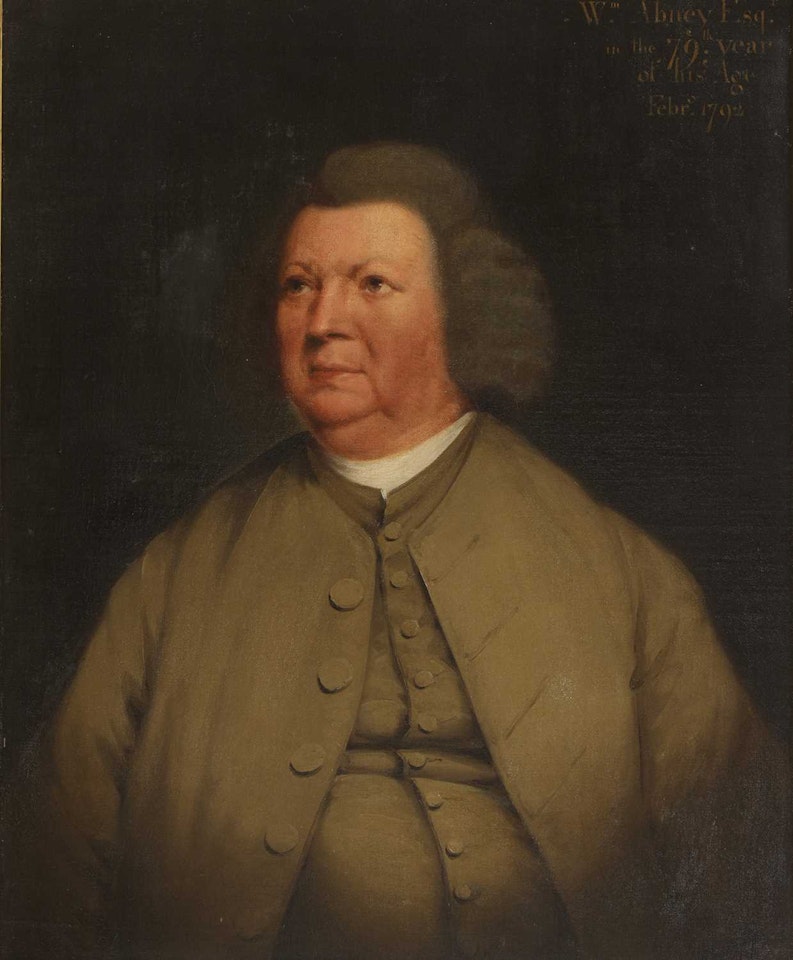 Portrait of William Abney, half-length, in a brown coat by English School