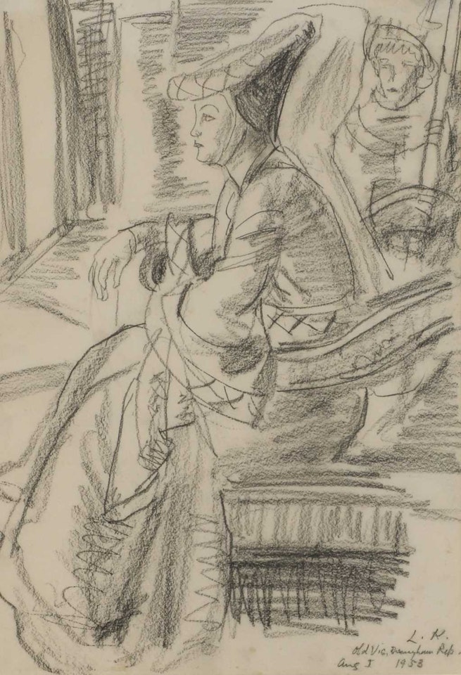 Actors at The Old Vic, Birmingham Rep, Aug 1, 1953 by Laura Knight