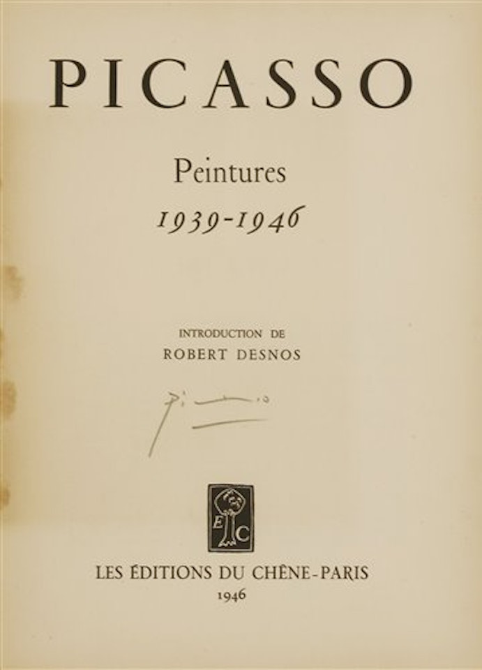 "PEINTURES 1939-1946" by Pablo Picasso