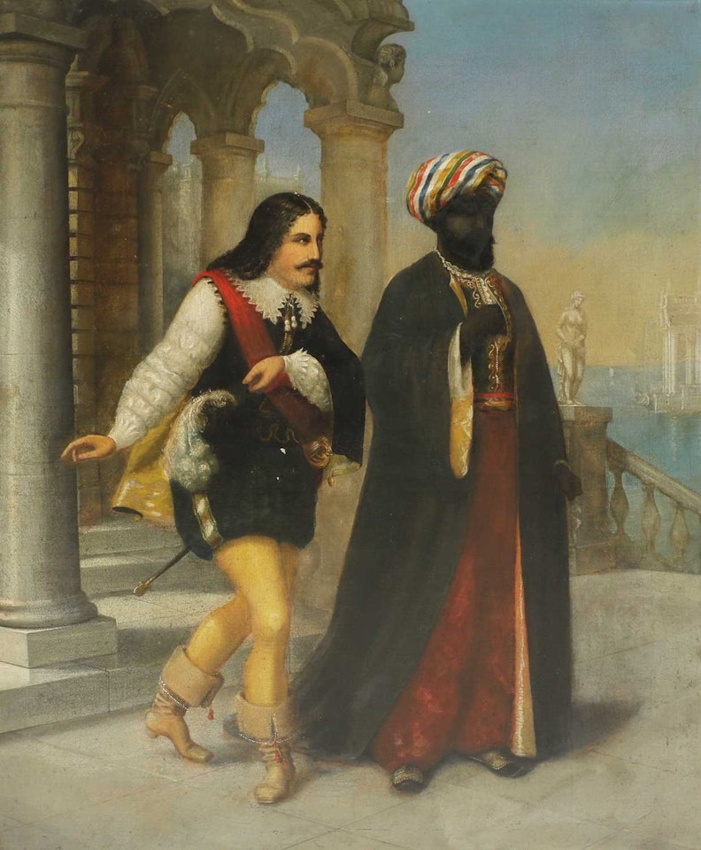 Othello and Iago on a Venetian terrace by English School